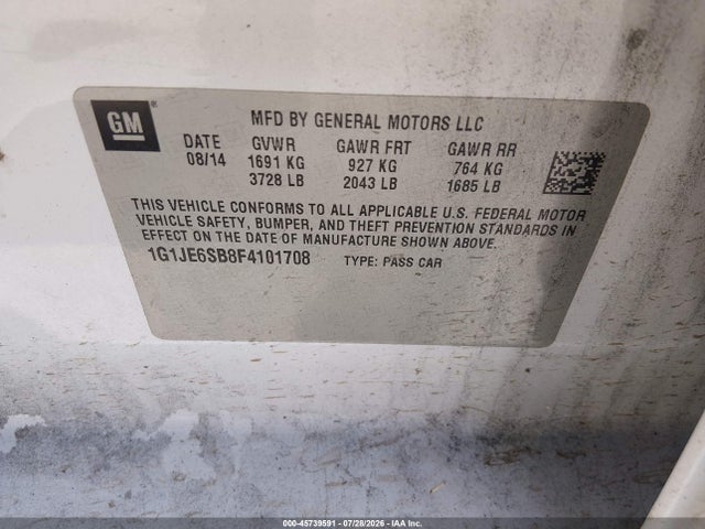 Chevrolet Sonic Ltz Auto 2015 1G1JE6SB8F4101708 Image 9