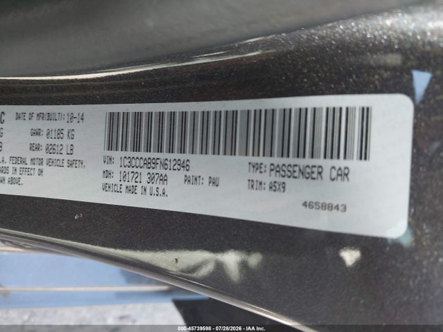 Aukcja sprzedaży 2015 Chrysler 200 Limited, vin: 1C3CCCAB9FN612946, numer aukcji: 45739598