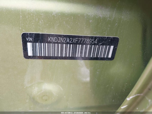 45739612 :رقم المزاد ، KNDJN2A2XF7778954 vin ، 2015 Kia Soul مزاد بيع