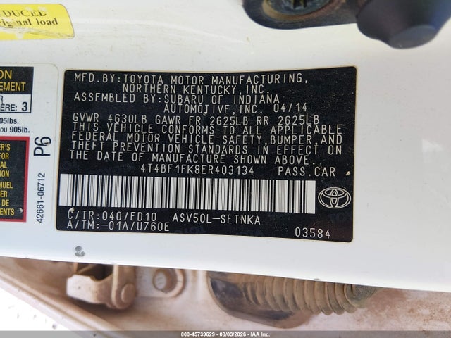 Toyota CAMRY LE 2014 4T4BF1FK8ER403134 Image 9