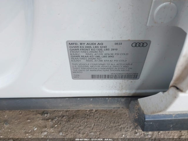 45739631 :رقم المزاد ، WA124AFY1R2012654 vin ، 2024 Audi Sq5 Sportback Premium Plus Tfsi Quattro Tiptronic مزاد بيع