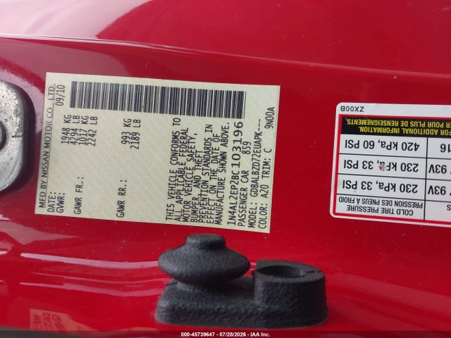 Aukcja sprzedaży 2011 Nissan Altima 2.5 S, vin: 1N4AL2EP2BC103196, numer aukcji: 45739647