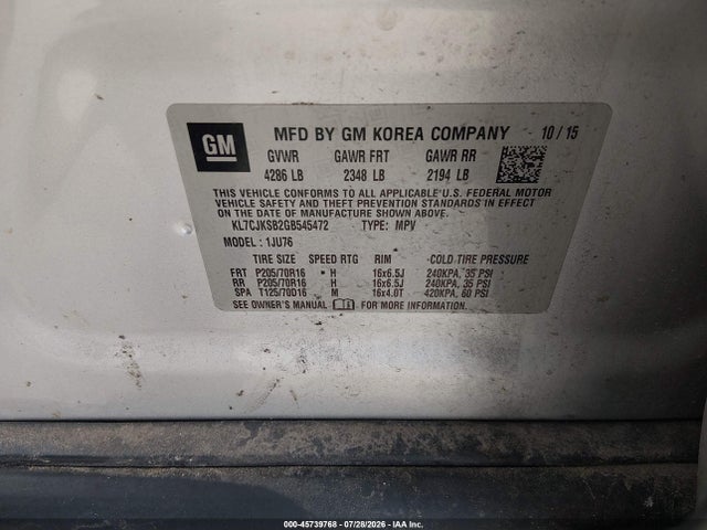 Chevrolet TRAX LS 2016 KL7CJKSB2GB545472 Image 9