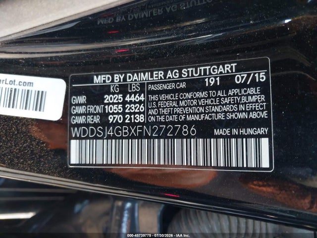 2015 Mercedes-benz Cla 250 4matic მანქანა იყიდება აუქციონზე, vin: WDDSJ4GBXFN272786, აუქციონის ნომერი: 45739775