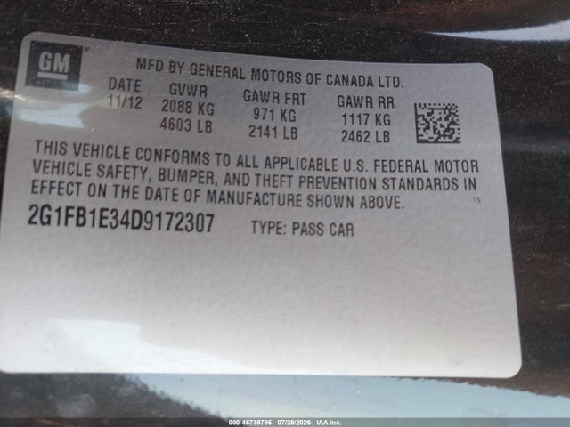 Продажа на аукционе авто 2013 Chevrolet Camaro 1lt, vin: 2G1FB1E34D9172307, номер лота: 45739795