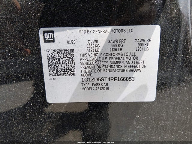1G1ZD5ST4PF166053 Chevrolet Malibu Fwd 1lt