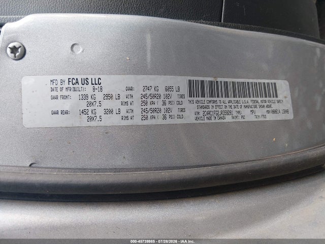 45739985 :رقم المزاد ، 2C4RC1FG2JR358281 vin ، 2018 Chrysler Pacifica Touring Plus مزاد بيع