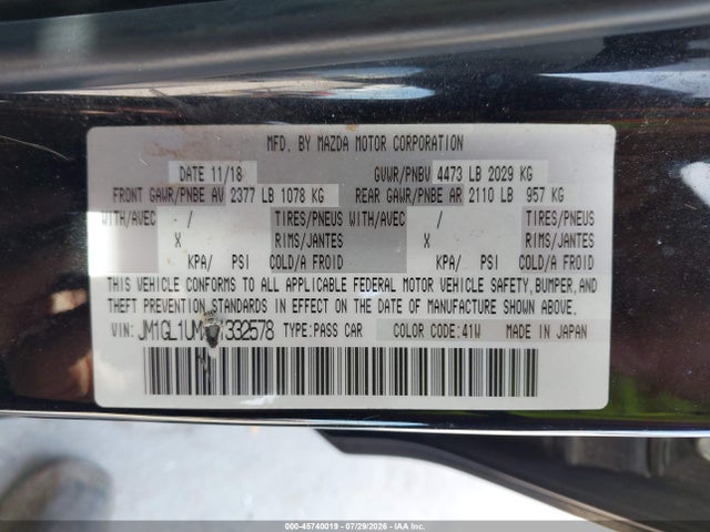 Продаж на аукціоні авто 2018 Mazda Mazda6 Sport, vin: JM1GL1UMXJ1332578, номер лоту: 45740019