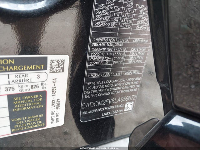 Продажа на аукционе авто 2020 Jaguar F-pace S P380 Awd Automatic, vin: SADCM2FV6LA659672, номер лота: 45740049