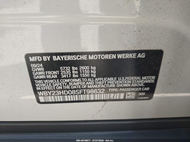 BMW I4 Gran Coupe Edrive40 2025 WBY23HD08SFT98632 Image 9