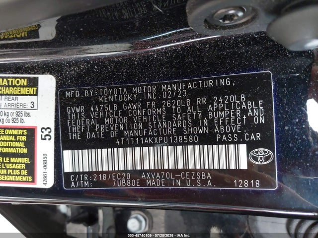 4T1T11AKXPU138580 Toyota Camry Se Nightshade Edition
