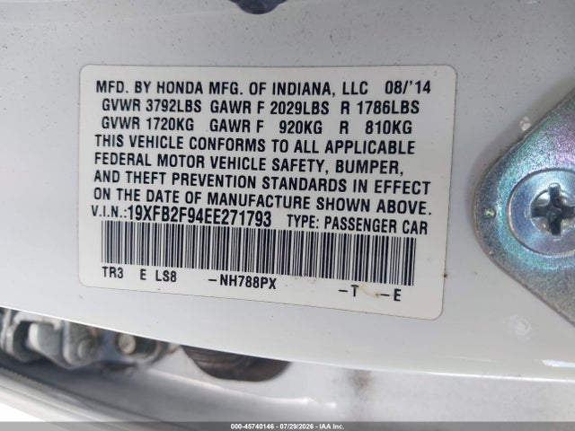 Honda Civic Ex-l 2014 19XFB2F94EE271793 Image 9