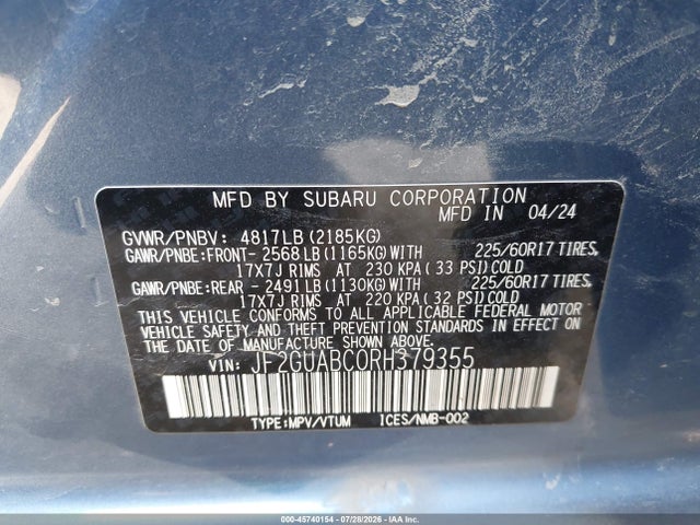 Subaru Crosstrek 2024 JF2GUABC0RH379355 Image 9