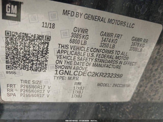 1GNLCDEC2KR232359 Chevrolet Tahoe Commercial Fleet