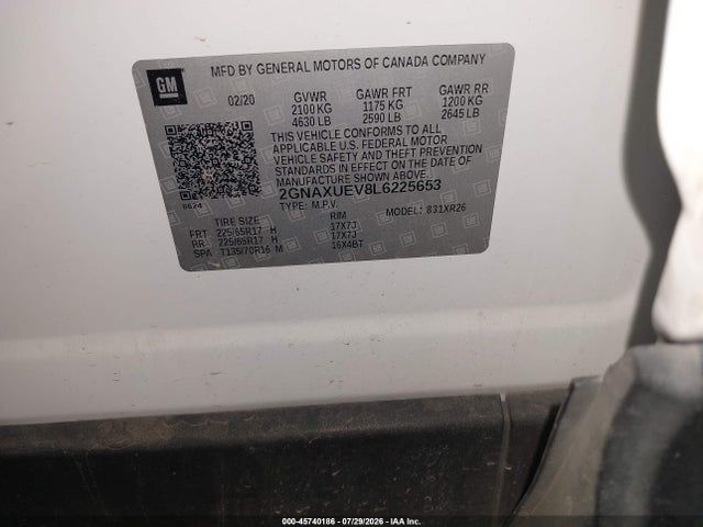 2GNAXUEV8L6225653 Chevrolet Equinox Awd Lt 1.5l Turbo