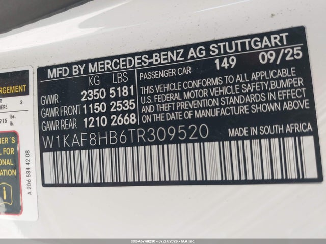W1KAF8HB6TR309520 Mercedes-Benz Amg C 43 4matic