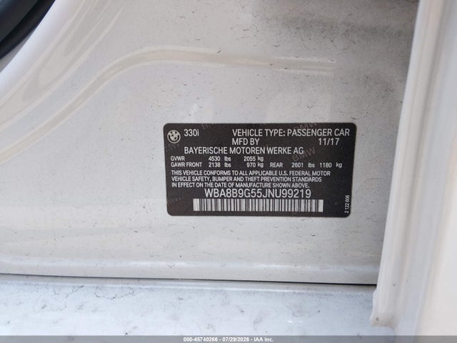 Aukcja sprzedaży 2018 Bmw 330i, vin: WBA8B9G55JNU99219, numer aukcji: 45740266