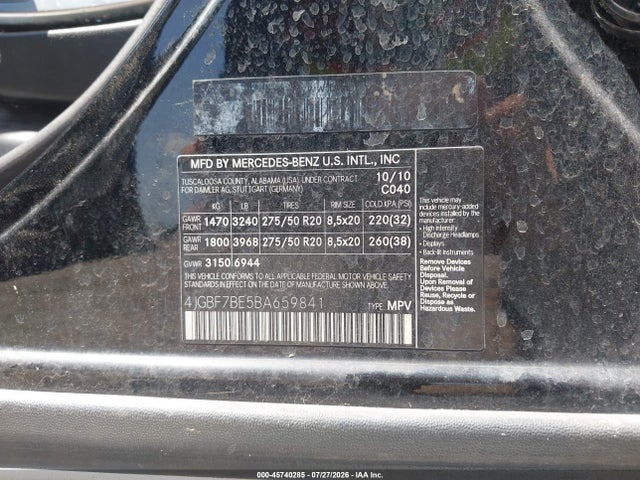 Продаж на аукціоні авто 2011 Mercedes-benz Gl 450 4matic, vin: 4JGBF7BE5BA659841, номер лоту: 45740285