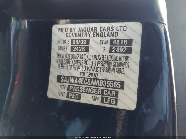 45740295 :رقم المزاد ، SAJWA4EC8AMB35565 vin ، 2010 Jaguar Xk Xkr مزاد بيع