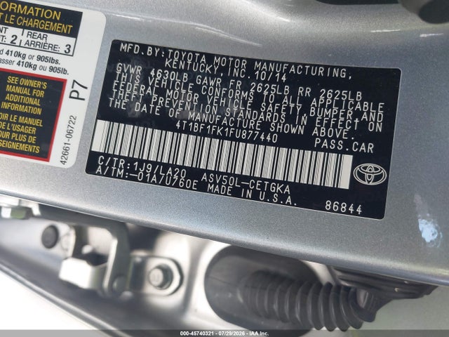 4T1BF1FK1FU877440 Toyota CAMRY XLE