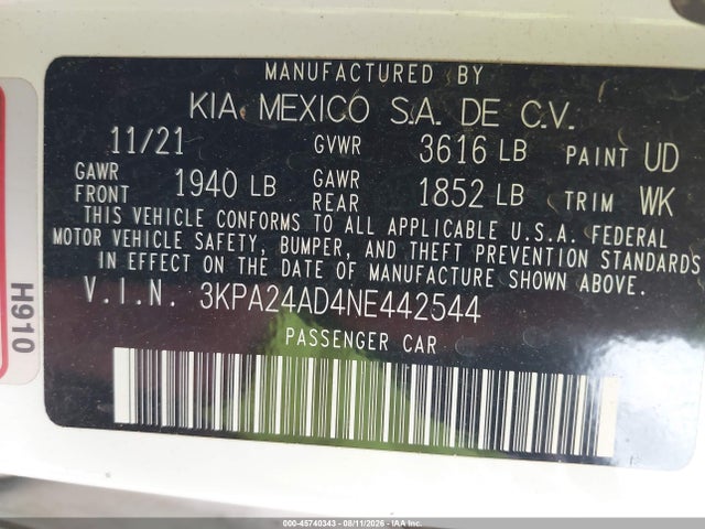 KIA RIO S 2022 3KPA24AD4NE442544 Image 9
