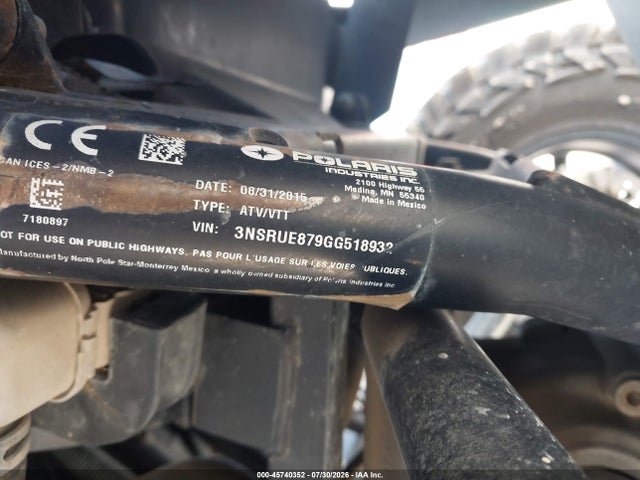 Aukcja sprzedaży 2016 Polaris Ranger Crew 900-5 Eps, vin: 3NSRUE879GG518932, numer aukcji: 45740352