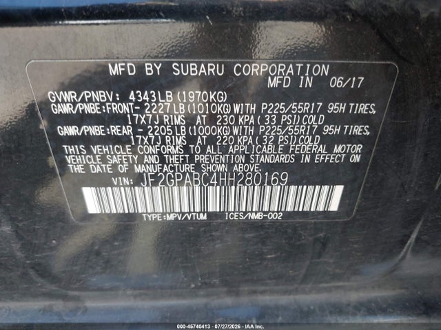 Subaru Crosstrek 2.0i Premium 2017 JF2GPABC4HH280169 Image 9