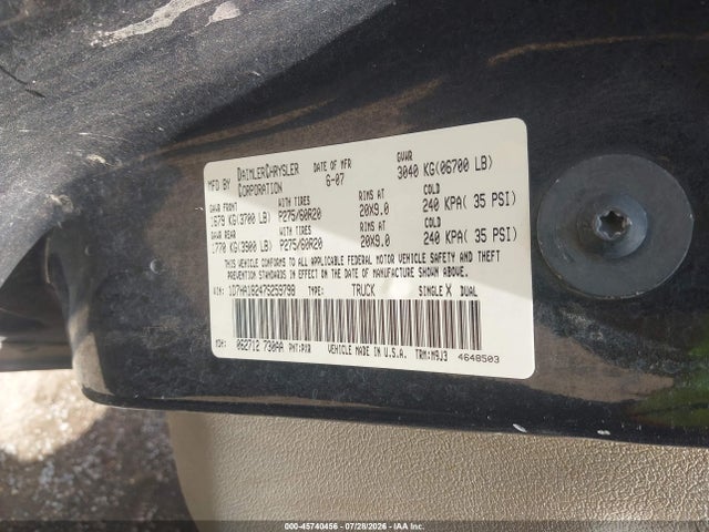 45740456 :رقم المزاد ، 1D7HA18247S259798 vin ، 2007 Dodge Ram 1500 Slt مزاد بيع