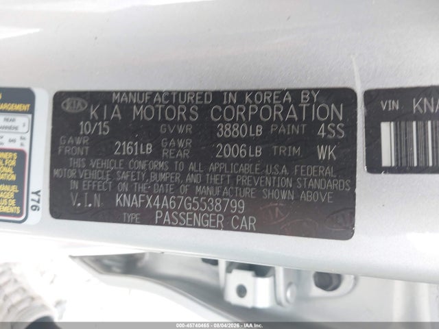 Продаж на аукціоні авто 2016 Kia Forte Lx, vin: KNAFX4A67G5538799, номер лоту: 45740465