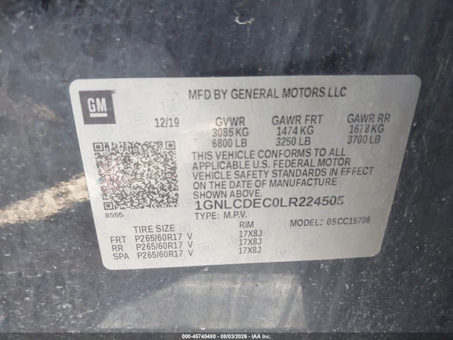 1GNLCDEC0LR224505 Chevrolet Tahoe 2wd Commercial Fleet