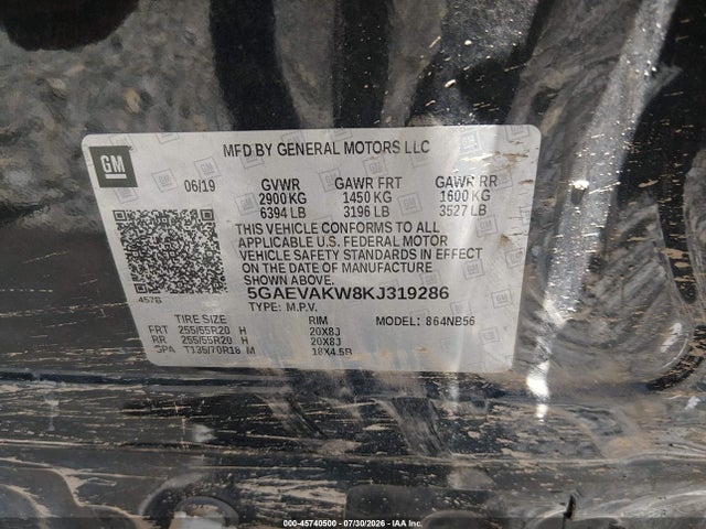 Продаж на аукціоні авто 2019 Buick Enclave Awd Essence, vin: 5GAEVAKW8KJ319286, номер лоту: 45740500