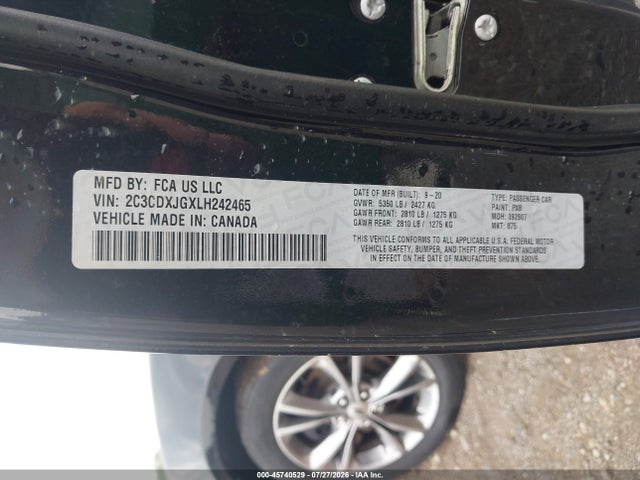 2020 Dodge Charger Sxt Awd მანქანა იყიდება აუქციონზე, vin: 2C3CDXJGXLH242465, აუქციონის ნომერი: 45740529