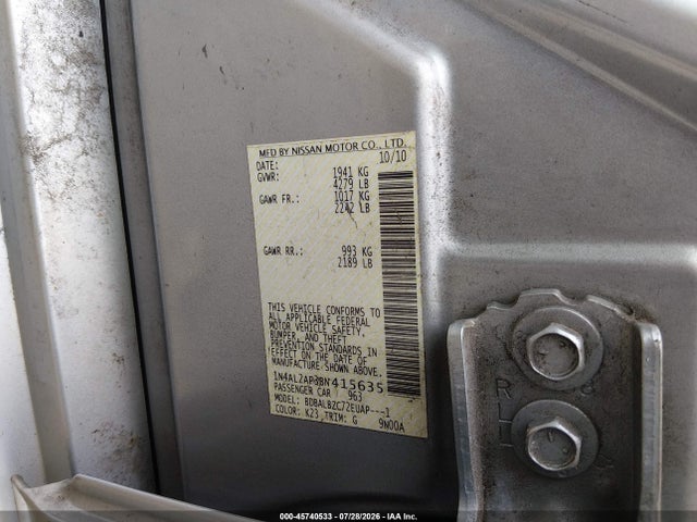 Продаж на аукціоні авто 2011 Nissan Altima 2.5 S, vin: 1N4AL2AP3BN415635, номер лоту: 45740533