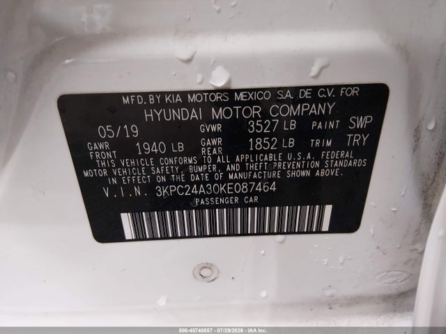 3KPC24A30KE087464 Hyundai ACCENT SE