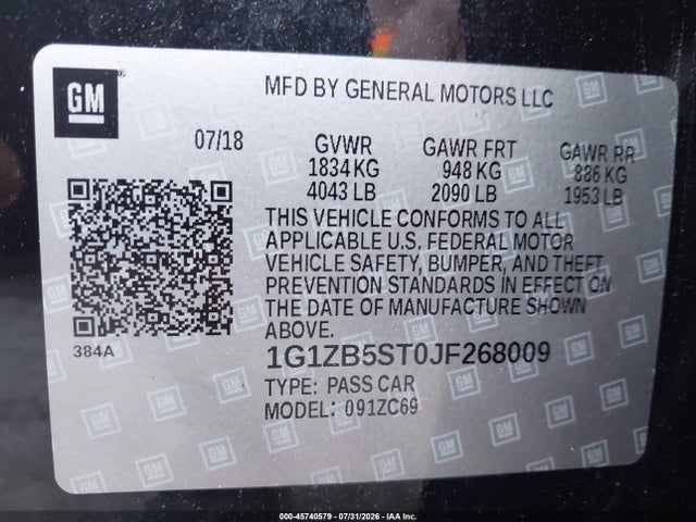 Chevrolet Malibu 1ls 2018 1G1ZB5ST0JF268009 Image 9