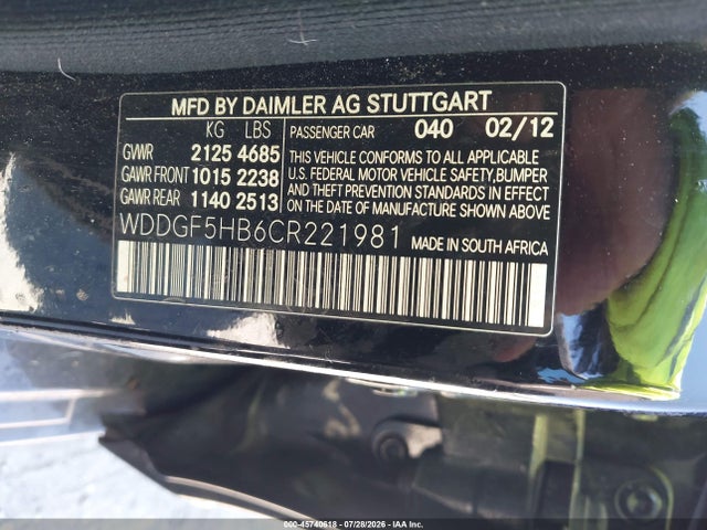 Продаж на аукціоні авто 2012 Mercedes-benz C 350 Sport, vin: WDDGF5HB6CR221981, номер лоту: 45740618