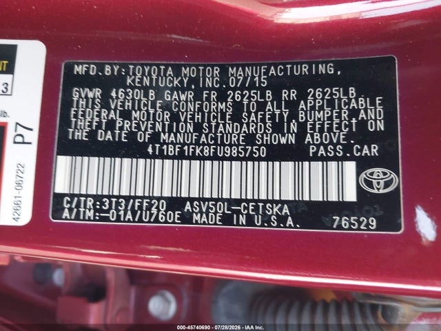 Toyota CAMRY SE 2015 4T1BF1FK8FU985750 Image 9