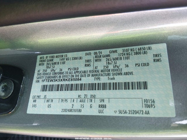 Ford F-150 Xlt 2024 1FTEW3K5XRKE85084 Image 9