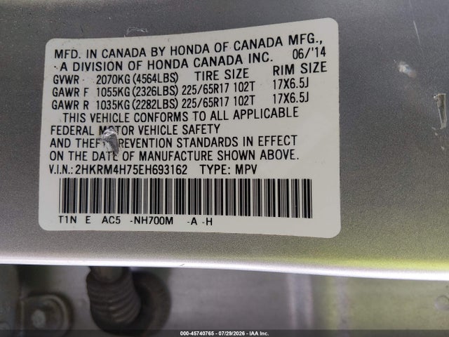 Honda Cr-v Ex-l 2014 2HKRM4H75EH693162 Image 9