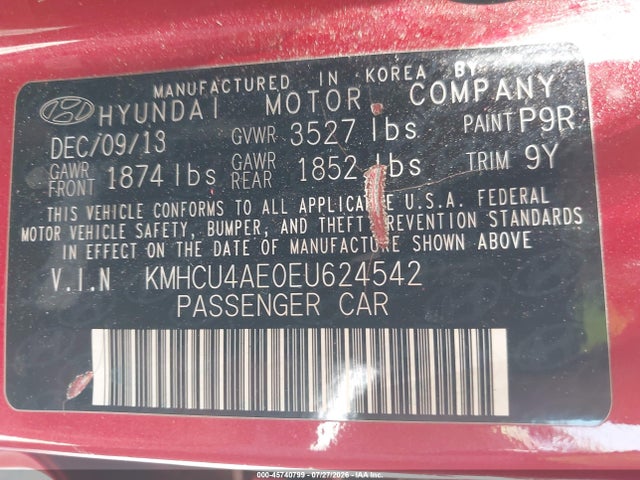 Hyundai ACCENT GLS 2014 KMHCU4AE0EU624542 Image 9