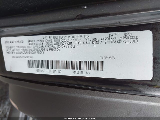 Продажа на аукционе авто 2006 Subaru Outback 2.5xt/2.5xt Limited, vin: 4S4BP67C164301588, номер лота: 45740809