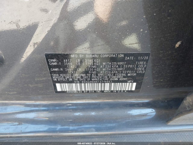 Продажа на аукционе авто 2026 Subaru Crosstrek Premium, vin: 4S4GUHD66T3716951, номер лота: 45740822