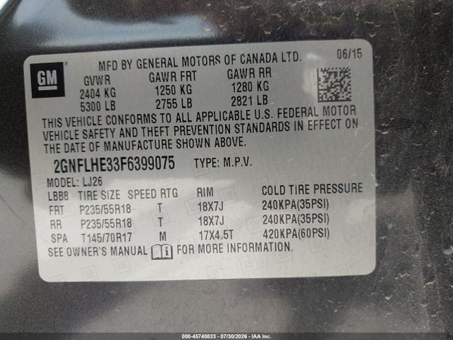 Chevrolet Equinox Ltz 2015 2GNFLHE33F6399075 Image 9
