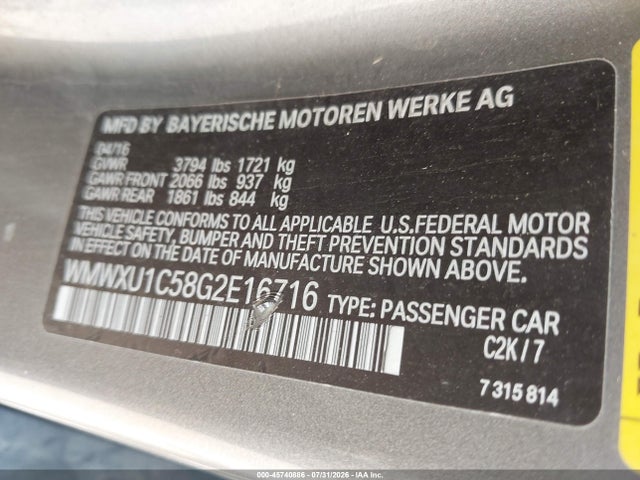 Mini Hardtop Cooper 2016 WMWXU1C58G2E16716 Image 9