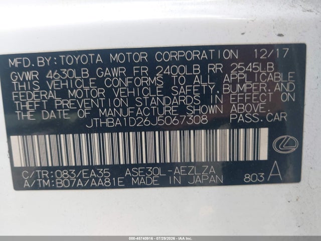 Lexus IS 300 2018 JTHBA1D26J5067308 Image 9