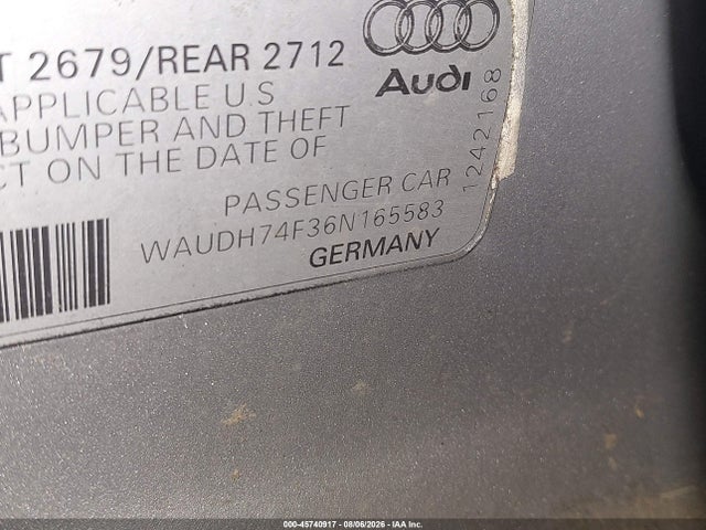 Продажа на аукционе авто 2006 Audi A6 3.2, vin: WAUDH74F36N165583, номер лота: 45740917
