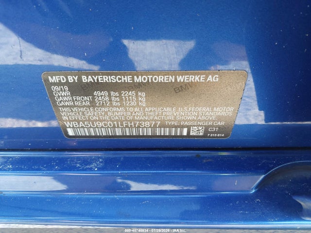 Aukcja sprzedaży 2020 Bmw M340i M340i Xdrive, vin: WBA5U9C01LFH73877, numer aukcji: 45740934