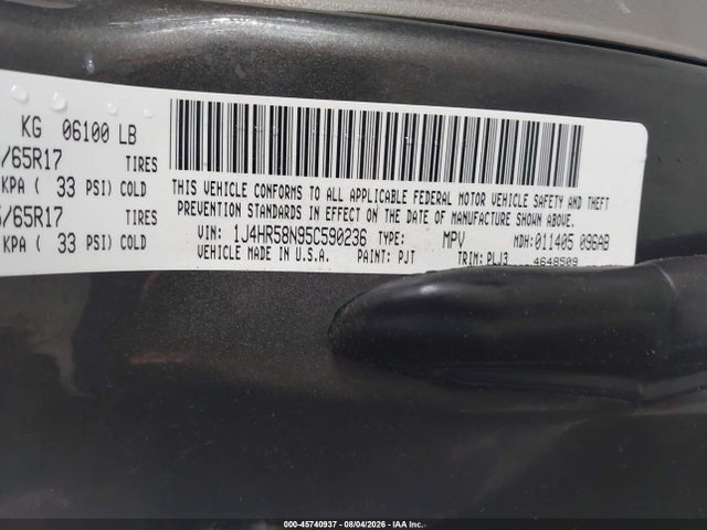 45740937 :رقم المزاد ، 1J4HR58N95C590236 vin ، 2005 Jeep Grand Cherokee Limited مزاد بيع