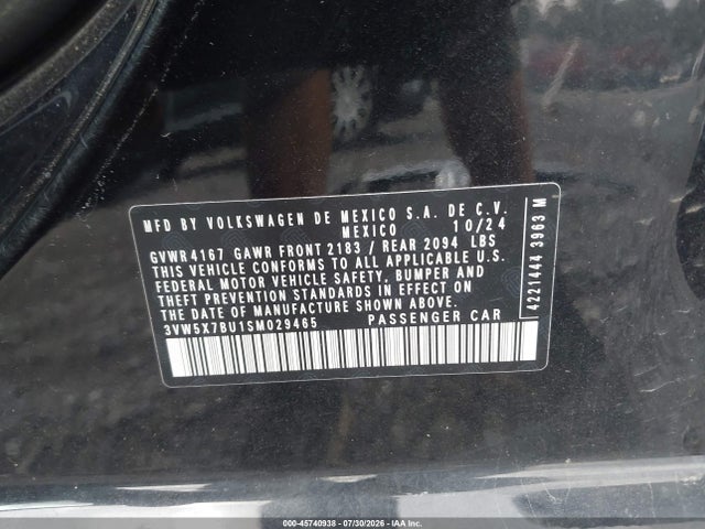 Продаж на аукціоні авто 2025 Volkswagen Jetta S, vin: 3VW5X7BU1SM029465, номер лоту: 45740938
