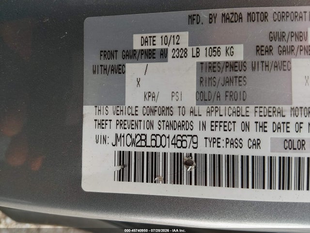 Продаж на аукціоні авто 2013 Mazda Mazda5 Sport, vin: JM1CW2BL6D0146679, номер лоту: 45740950